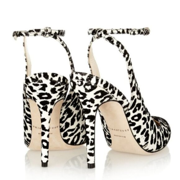 Brian Atwood White Lilith Snakeskin Leather Leopard Print Slingback Pumps - 5US - Picture 10 of 16